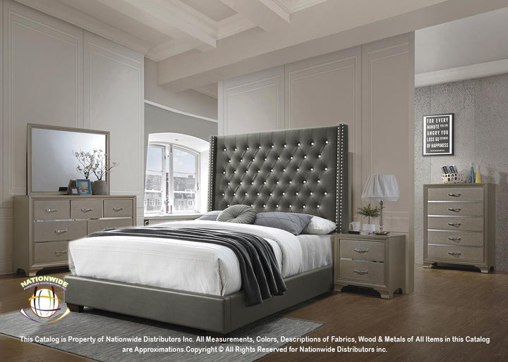 Ashley Furniture Coralayne Gray Textured Queen Upholstered Panel Bed