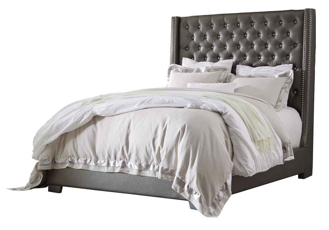 Ashley Furniture Coralayne Gray Textured Queen Upholstered Panel Bed